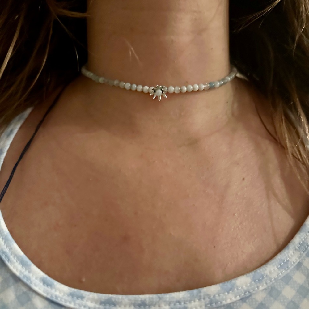 Aquamarine flower choker